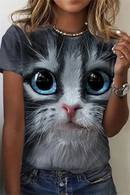 the CAT CRAZY LADY - Summer 3D Printing Cute Cat Fashion Short Sleeve Oversized T-Shirts for Women