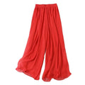 the CHIFFON BOHO - Elegant Fashion Casual Chiffon Elastic Waist Wide Leg Pants