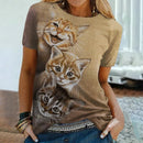 the CAT CRAZY LADY - Summer 3D Printing Cute Cat Fashion Short Sleeve Oversized T-Shirts for Women