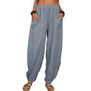 the BOHO JOGGER - Casual Women Harem Pants Cotton Linen Loose Wide Leg Long Pants