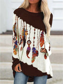 the MEXICA - Women's Vintage Native Fashion 3D Print Fashion Long Sleeve Long Tops