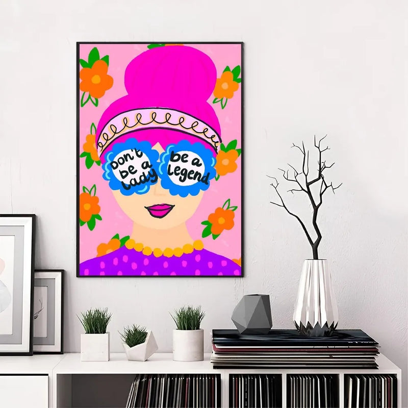 the GIRL POWER - 1PC Boho Girl Power Vase Flower Poster Self-Adhesive Art, Waterproof Paper Sticker Coffee House Bar Room Wall Decor