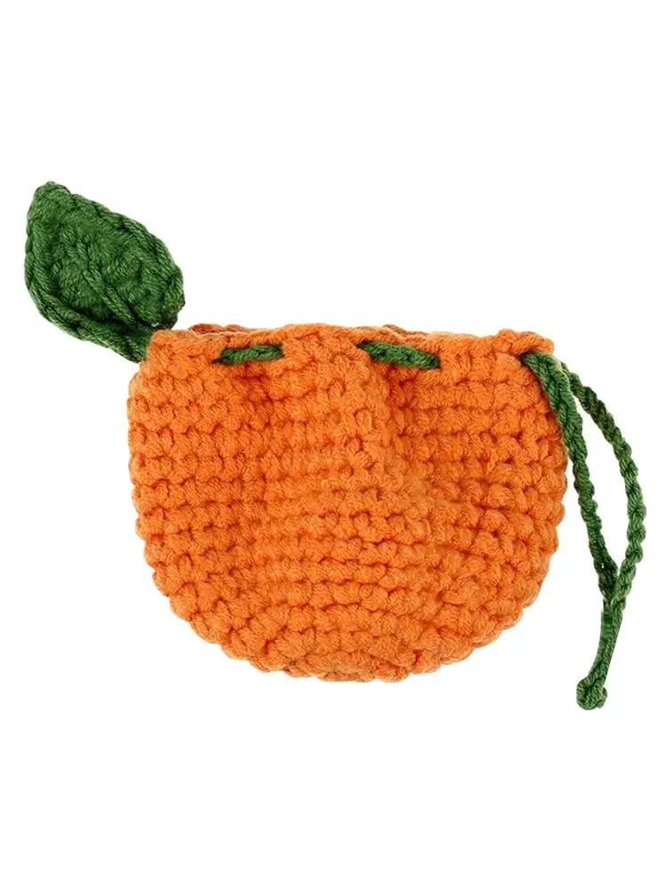 the CITRUS CROCHET - Orange Coin Purse, Crochet Drawstring Bag, Cute Drawstring Orange-Shaped Crochet Purse, Crochet Tangerine Bag Coin Chargers