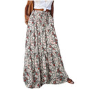 the PATCHWORK BOHO - Long Skirt Retro Loose Casual High Waist Skirt Bohemian Style Patchwork Pleated Pocket Skirt