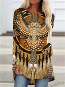 the MEXICA - Women's Vintage Native Fashion 3D Print Fashion Long Sleeve Long Tops