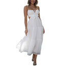 the WHITE PARTY COLLECTION - Elegant Party Beachwear Trendy Casual Summer White Cover-Ups Outfits New Boho Hippie Chic Long Maxi Dresses