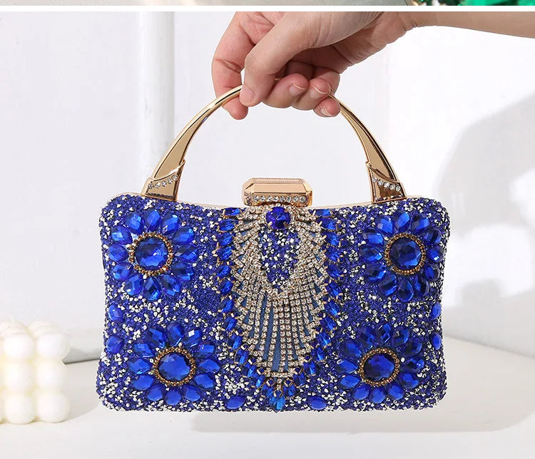 the TREASURE - Rhinestone Beaded Clutch Evening Bag, Women Wedding Party Purse, Evening Banquet Bag