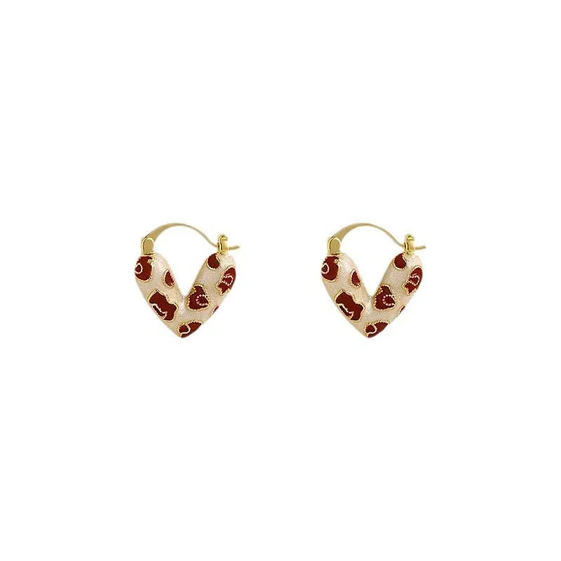 the SWEETHEARTS - Trendy Red Dripping Oil Heart Hoop Earrings for Women/Girls, Elegant Love Dangle Earrings Jewelry Gift