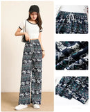 the SACRED ELEPHANT - Wide Leg High Waist Elephant Print Thin Straight Casual Bottoms Boho Pants