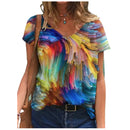 the PAINTED EASEL - Oversized Fashion Short Sleeve 3D Flower Print Loose Casual Female Clothing T-Shirts