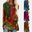 the RETRO ABSTRACT - Women's Retro Fashion Plus Size Loose Long Sleeve Tunic Shirts
