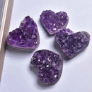 the AMETHYST HEART - Natural Amethyst Crystal Heart, Cluster Raw Ore Healing Crystal Mineral Stone Specimen, Gifts Collection, Home Aquarium Decoration