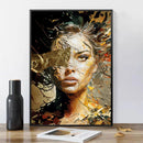 the BOHO BEAUTY - Nordic Boho Fashion Glasses Woman with Flowers Wall Art, Canvas Painting Butterfly with Girl Portrait Poster Prints Mural Picture