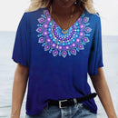 the EMBLEM - Women's 3D Fashion Gradient Oversized Short Sleeve V-Neck T-Shirts