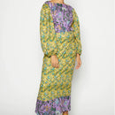 the BOW BOHO - Waist Hollow Sexy Floral Print Backless Bow Elegant O-Neck Lantern Sleeve Long Dress