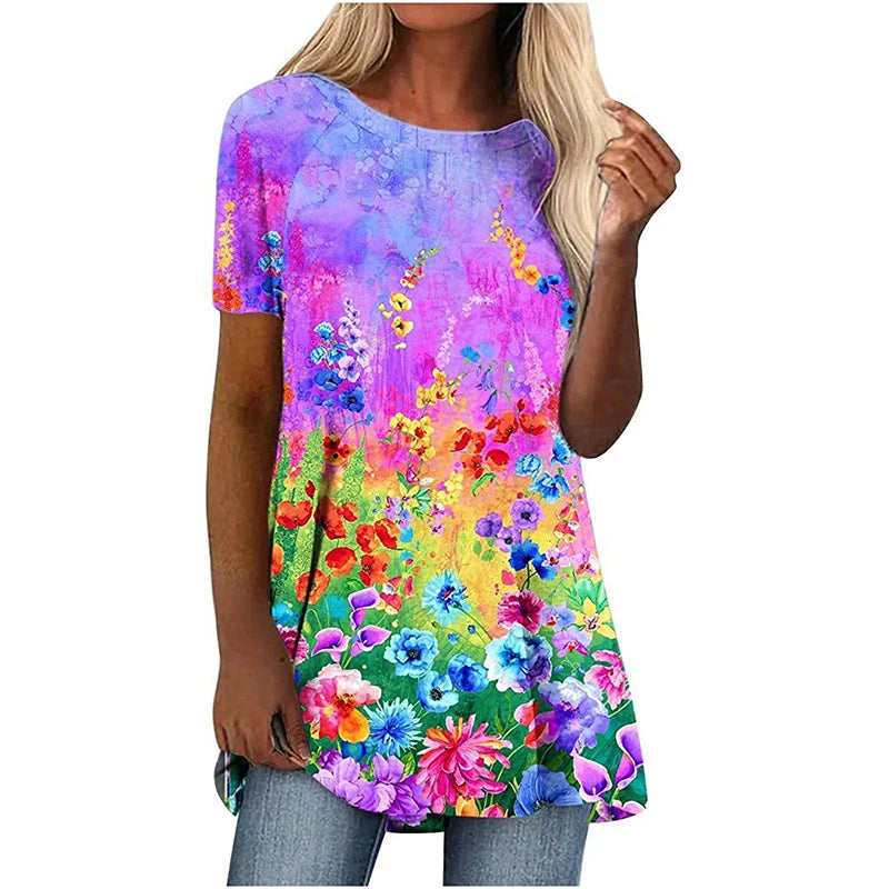 Fashion Butterfly Floral T-Shirts Gradient 3D Print Women Oversized Streetwear T Shirt Tunic Tops Harajuku Female Tees Clothing