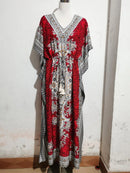 the BOHO SMOCK - Bohemian V-Neck Short Sleeve Beach Smock Summer Loose Casual Sunscreen Print Boho Long Dresses For Women