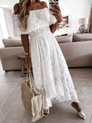the WHITE PARTY COLLECTION - Elegant Party Beachwear Trendy Casual Summer White Cover-Ups Outfits New Boho Hippie Chic Long Maxi Dresses