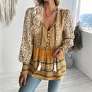 the BAGGY BOHO - Boho Floral Blouse V-Neck Tassel Long Sleeve Bohemian Summer Fashion Shirt for Women