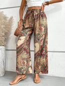 the BOHEMIAN - Women's Summer Retro Style Fashion Versatile Printed Elastic Waist Wide Leg Pants