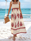 the PALM BEACH - Casual Bohemian Summer Loose Sleeveless A-Line Long Boho Casual Midi Dress