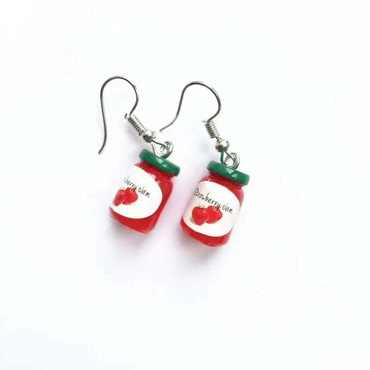 the SHROOMS - Red Dainty Mushroom Shape Pendant Earrings, Cute Sweet Fresh Handmade Drop Earrings for Women/Girls