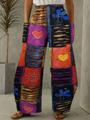 the CAT BOHOS - Urban Street Fashion Casual Loose Long Style Cartoon Cat Color 3D Printed Double Side Pocket Pants