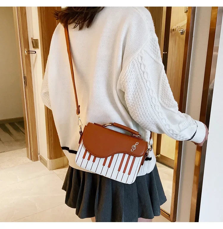 the KEYBOARD - Piano Design Women Shoulder Bags, PU Leather Messenger Bag, Handbag Fashion Crossbody Bag/Pocket Coin Purse