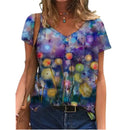 the PAINTED EASEL - Oversized Fashion Short Sleeve 3D Flower Print Loose Casual Female Clothing T-Shirts