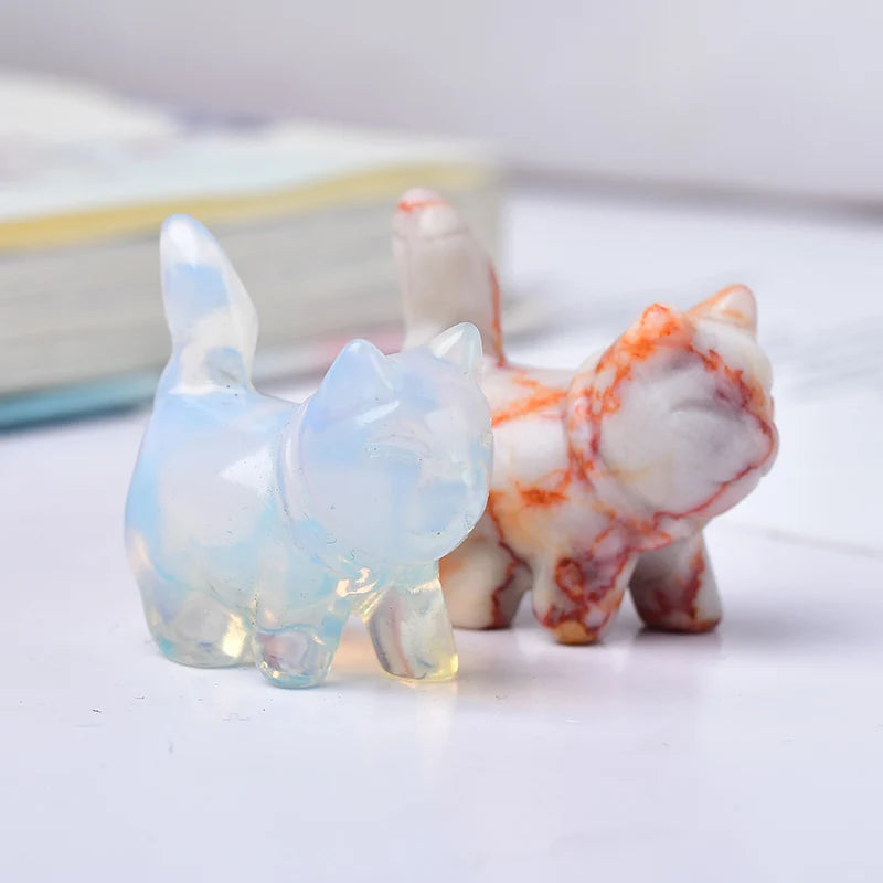 the STONE KITTY - Opal Ruby Kitten Cute Gift Home and Decoration Room Decor Natural Stone Crystals Crystal Aquarium Quartz Stones