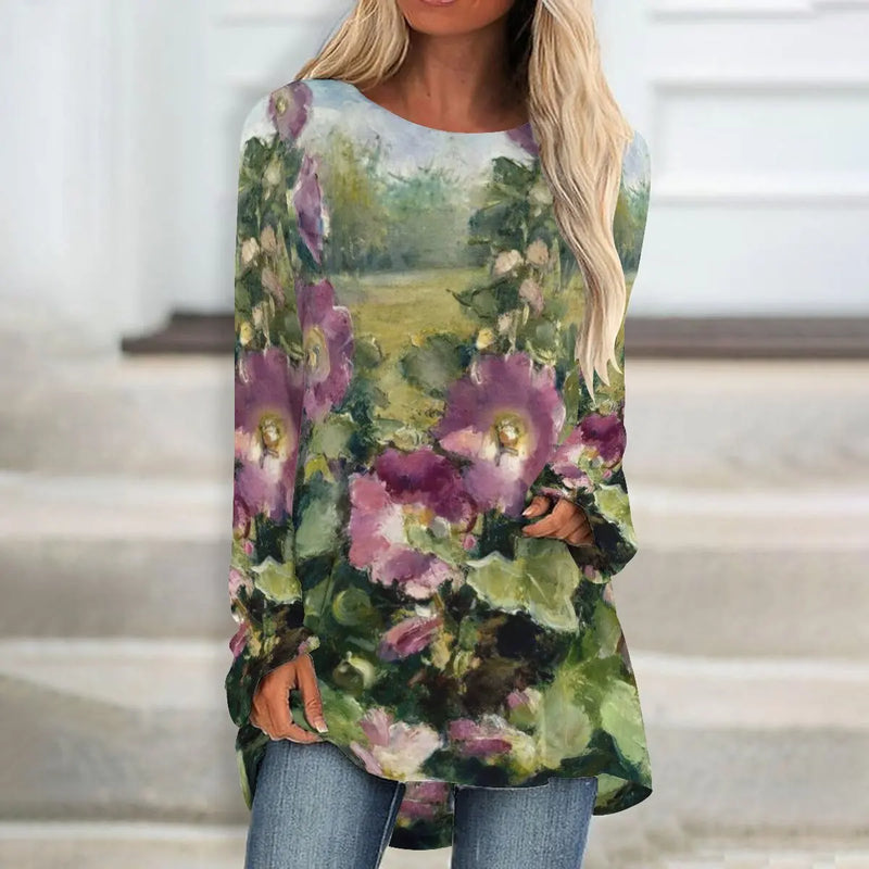 Floral T shirts Floral Painting 3d Print Long Sleeve T-shirt Women Fashion T-shirt Long Tshirt Women Tunics Tops y2K Clothing