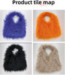 the SHAGGY - Women's Wool Plush Shoulder Bags, Hot Girls Faux Fur Drawstring Bucket Bag, Fashion Female Furry Purse Tote Handbags