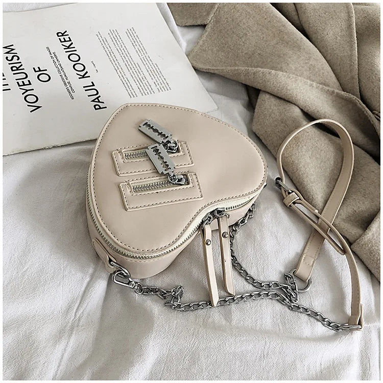 the GOTHIC HEART - Gothic Heart Blade Zipper Chain Crossbody Bags for Women/Girl, Casual Shoulder Purses Handbags