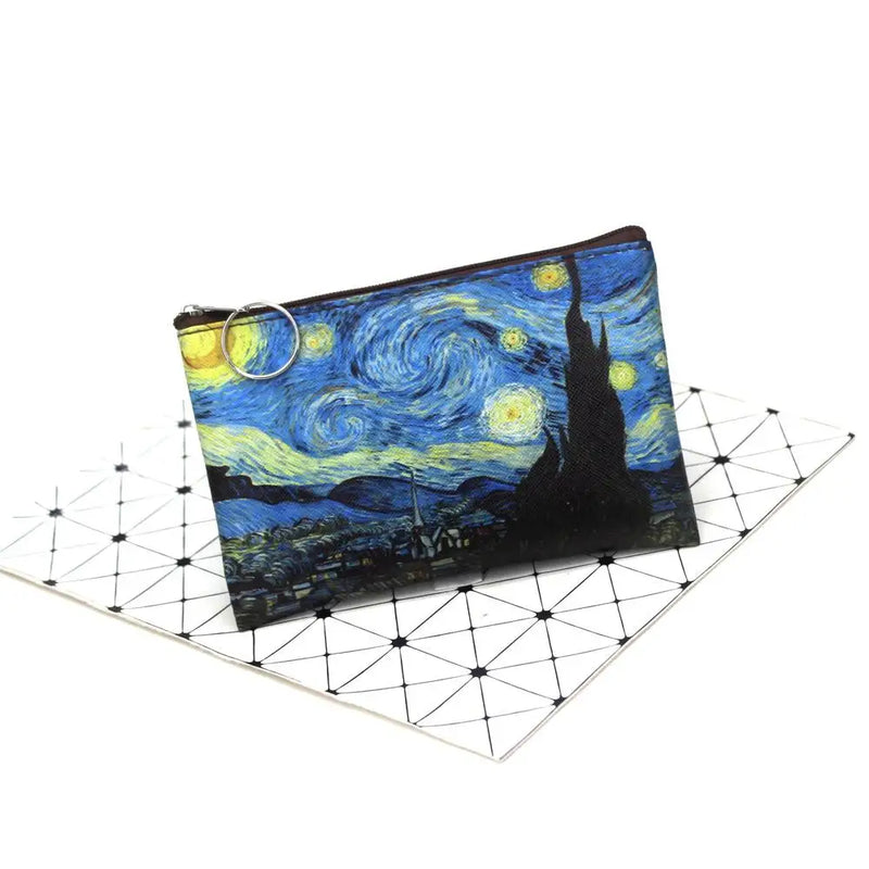 the COIN BAG - Small Wallet Mini Printing Coin Purses, Hasp Cash Card Handbags, Clutch Money Change Bag, Famous Van Gogh Oil Printing