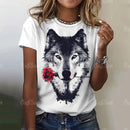 the WOLF WARRIOR - 3D Wolf Print Women T-Shirts Summer Fashion Animal Short Sleeve O-Neck Oversized T-Shirts for Women