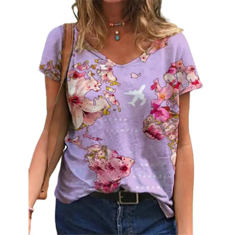 Oversized Summer Women Tops Fashion Short Sleeve 3d Flower Print Beauty T Shirt Streetwear Loose Harajuku Casual Female Clothing