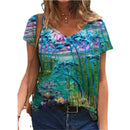 the PAINTED EASEL - Oversized Fashion Short Sleeve 3D Flower Print Loose Casual Female Clothing T-Shirts