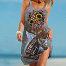 the SUNFLOWER - Summer Sunflower Beach Dress 3D Print Vacation Party Sundress Casual Sleeveless Beachwear Dress