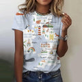 World Map Pattern Print Women's T-shirts Casual O-neck Summer Loose Short Sleeves T shirt 2024 Funny Women Clothing Pullover