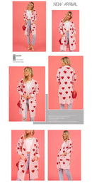 the BOHO CARDIGAN - Boho Inspired Jacquard Hearts Long Cardigan Long Sleeve Knitted Sweater Autumn/Winter Cardigan Coat
