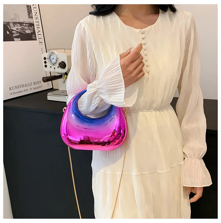 the GLAM BAG - Luxury Designer Evening Clutch, Clear Acrylic Women Handbags, Fashion Shoulder Bag, Half Moon Wedding Purses