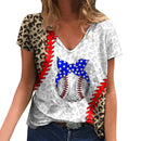 the SOFTBALL MOM - Summer Baseball MOM 3D Print V-Neck Short Sleeve Harajuku Streetwear Oversized T-Shirts for Women