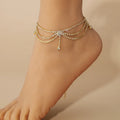 the GEMSTONE ANKLE - Tassels Style Inlaid Cubic Zirconia Chain Anklet for Women, Fashion Ankle Beach Feet Chain Bracelet Foot Jewelry