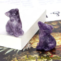 the LONE WOLF - 30mm Wolf Figurine Natural Stone Crystal Amethyst Opalite Quartz Healing Animal, Hand Carved Reiki Crafts Home Decor Gift