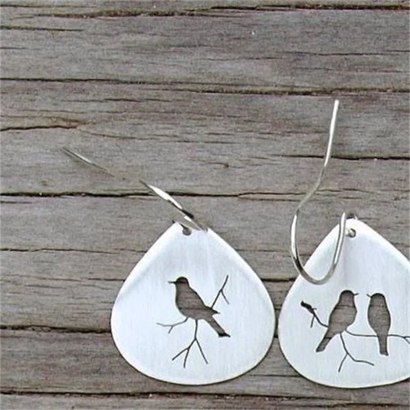 the LOVEBIRDS - Charm Silver Color Animal Waterdrop Simple Earrings for Women Dangle Jewelry