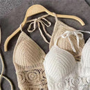 the CROP TOP BOHO - Women's Summer Bohemian Style Beach Bikini Short Sexy Hollow Out Knitted Tassel Crop Tops