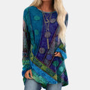 the RETRO ABSTRACT - Women's Retro Fashion Plus Size Loose Long Sleeve Tunic Shirts