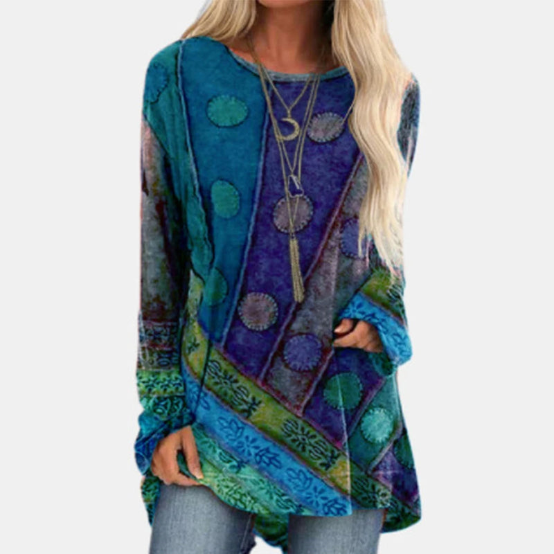 Women Boho Long Sleeve T-Shirt Tunic Tops Ladies Casual Blouse Tee Plus Size Loose Sleeved 2023 Retro Fashion Clothes