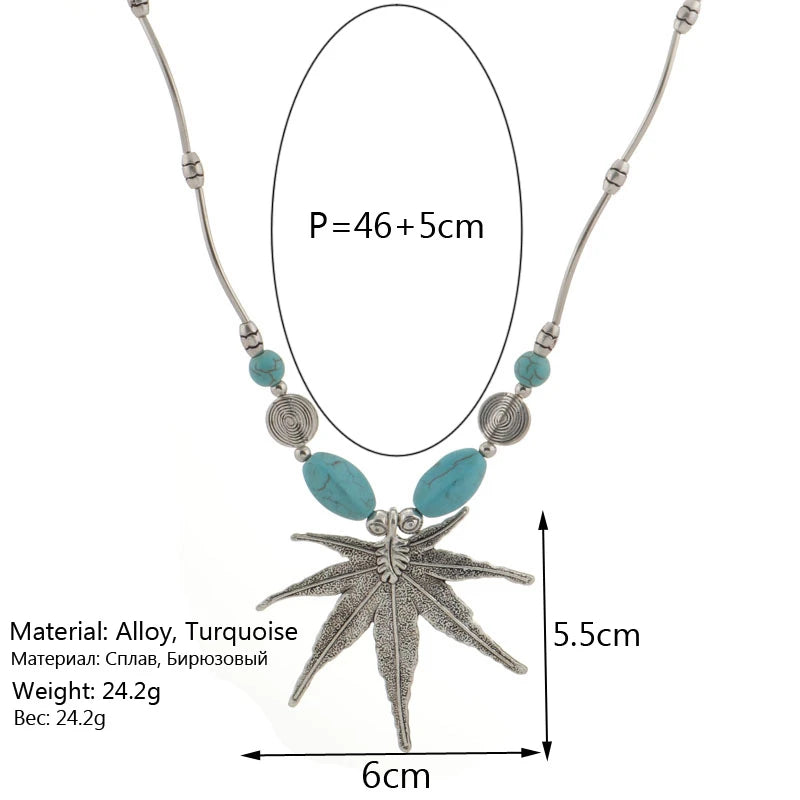 the AQUA MARINE - Bohemian Turquoise Natural Stone Pendants Necklace for Women