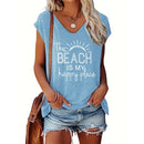 the BEACH TANK - Spring/Summer Fashion Letter Printed Sleeveless Beach Tank Tops for Women
